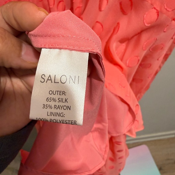 SALONI Rita Ruffle Polka Dot Maxi Dress - Coral | Size 4 | NWT - Picture 4 of 7